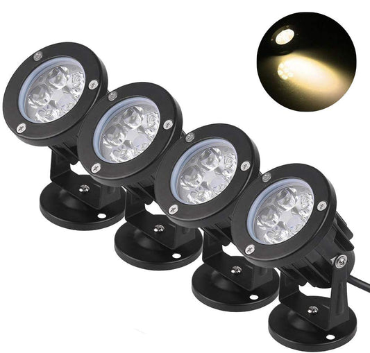 BLOOMWIN Garden Spotlight 4 Set, Outdoor Lighting Garden Light 5w 220V COB Landscape LED Rotating IP65 Waterproof LED Garden Lamp Warm White Spot Light Outdoor Outdoor Lighting