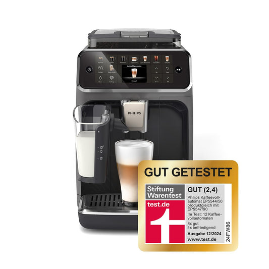 Philips 5500 Series Coffee machine - LatteGo milk system, 20 hot and cold coffee specialties, 40% quieter with SilentBrew, QuickStart, Gray (EP5544/50)
