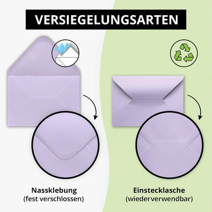 75 purple envelopes - 80 gsm - envelopes in DIN B6 format 12.5 x 17.6 cm - self-sealing without window