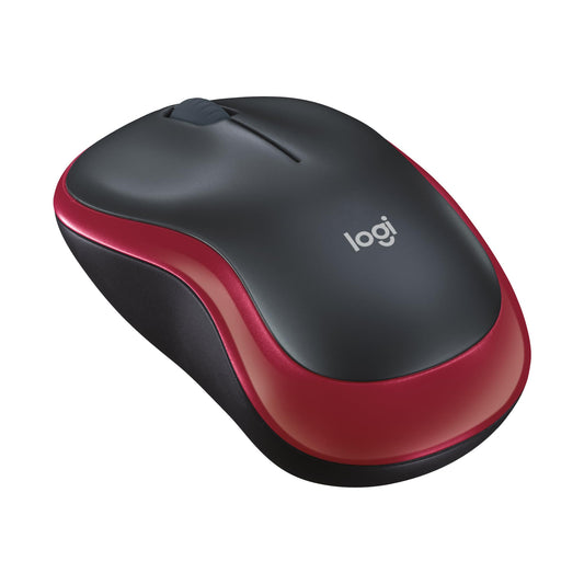 Logitech M185 Wireless Mouse, 2.4 GHz with USB Nano Receiver, 12 Months Battery Life, 1000 DPI Optical Tracking, For Left and Right Handers, Compatible with PC, Mac, Laptop - Red.