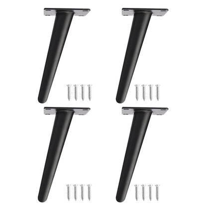 4 pieces Furniture Legs Iron Conical Table Legs Slanted Table Legs Cabinet Legs Sofa Feet Pedestal Metal DIY Furniture Table Frame Furniture feet for coffee table cabinets furniture sofas (25 cm, Black)