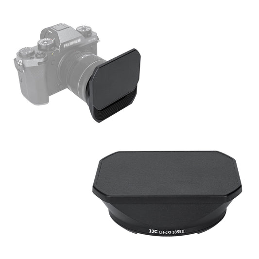 JJC metal lens hood for FUJI XF14mm F2.8 R and XF18-55mm F2.8-4 R LM OIS lenses with slide design hood cap - replaces FUJI 14/18-55 model.
