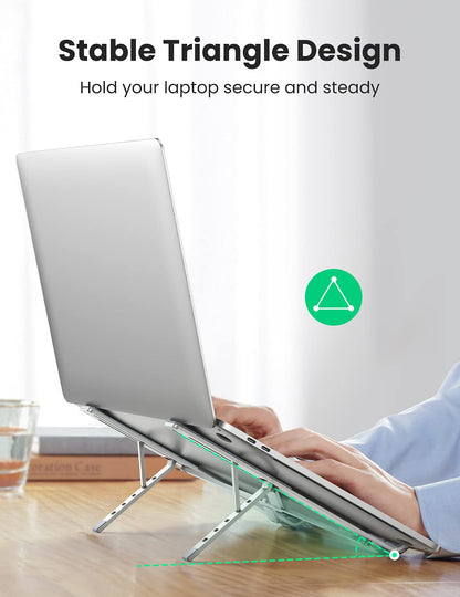 UGREEN Aluminum Laptop Stand Adjustable Height 5 Levels Laptop Holder Foldable Notebook Stand Ventilated Ergonomic Compatible with MacBook Air Pro Asus Acer HP Dell 17.3 Inch