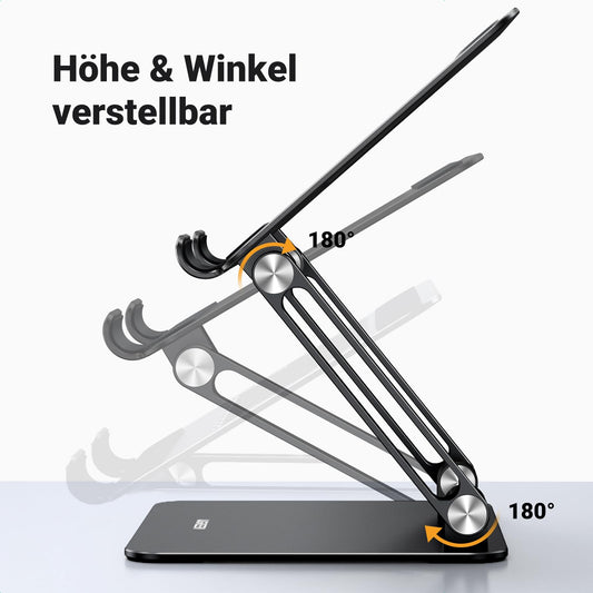 UGREEN Tablet Stand Adjustable Holder Aluminum Foldable Phone, compatible with iPad Pro Air Mini 11 12.9 Galaxy Tab S9 Huawei MatePad iPhone 16 15 up to 12.9 inches (Black)