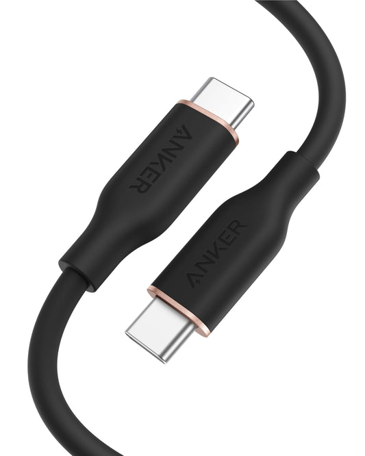 Anker Powerline III Flow, USB C to USB C Cable 240W, Type C Cable 90cm, Compatible with iPhone 16/15 Series, MacBook Pro/Air, iPad Pro/Air, Galaxy S24, Pixel, Switch, LG (USB 2.0, Midnight Black)
