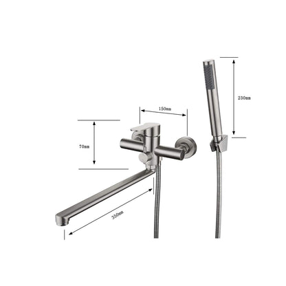 HomeLava bathtub faucet with handheld shower Round single-handle tub faucet bath faucet with shower set shower faucet fixture for shower tub bathroom sink, brushed stainless steel