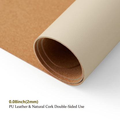 Cork Desk Pad - Double-sided desk pad for office and home - As a large mouse pad and desk mat on desks (Apricot, 120cmx43cm)