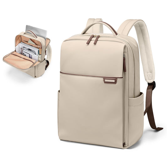 GOLF QUALITY laptop backpack, carry-on backpack 16 inches, backpack for women and men, waterproof business backpack, daypack for school, cycling, leisure, and travel in apricot color.