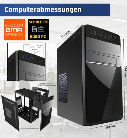 Intel i7 - Business Office Multimedia Computer with 3 years warranty! | 16GB RAM | 512GB SSD | USB3.0 | Windows 11 Prof. 64-Bit | WiFi 600 and Bluetooth 5