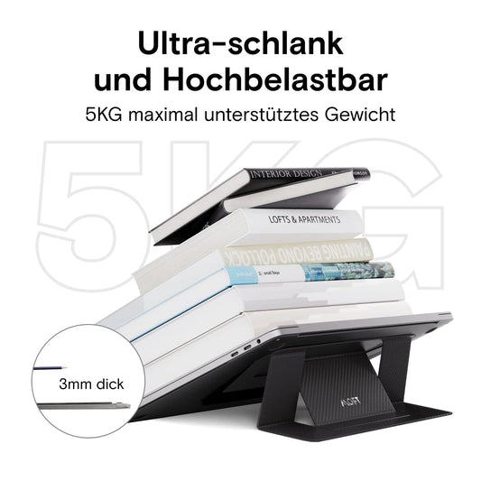 MOFT Laptop Stand, Foldable Notebook Stand with 2 adjustable angles, Improve Posture, Compatible with MacBook Air, MacBook Pro 11''-16'', Self-adhesive - Black Patterned.