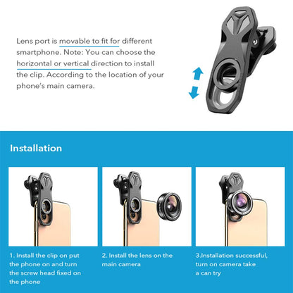 Apexel updated HD Phone Lens Kit-170° super wide angle, 10x macro lens, 2.0X telephoto lens, 110° wide angle, 195° fisheye lens for iPhone, Android, Samsung, and most phones.