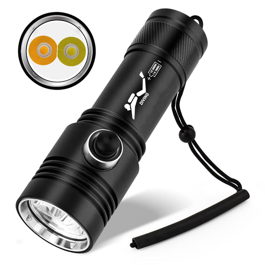 Kriogor 2600 Lumens Diving Flashlight, Underwater Submarine Light with 2 Modes, IPX7 Waterproof LED Dive Torch for Underwater, Outdoor (Battery not included)