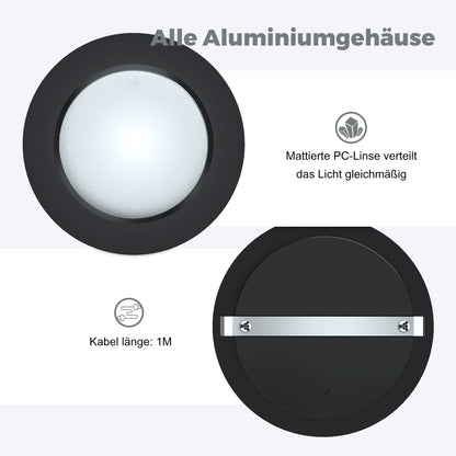 Jeloyutek 6 Pack LED Recessed Light 12V 3W 4000K Dimmable Ceiling Light Hole 60-65mm for RV Boat Caravan, for Display Cases, Shelves, Kitchens, Bathrooms, and Wall Cabinets. Full Aluminum Warm White, Black.