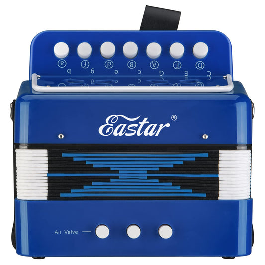Eastar Accordion 10 Buttons Button Pedagogical Musical Instrument for Children, Fully Functional Lightweight Accordion, Selection of Gifts for Children's Day, Blue