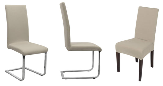 BEAUTEX 6 pack of jersey chair covers, elastic stretch cover made of cotton bi-elastic, color selectable (Beige)