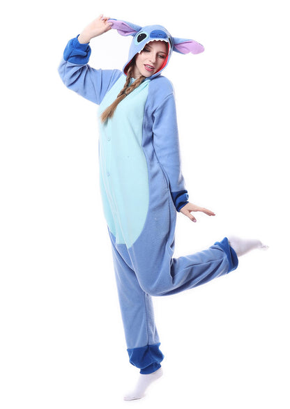 RANSUU Stitch Onesie Costume Relaxo Jumpsuit Adult Pajamas Women Men Animal Onesie Christmas Carnival Halloween Blue S