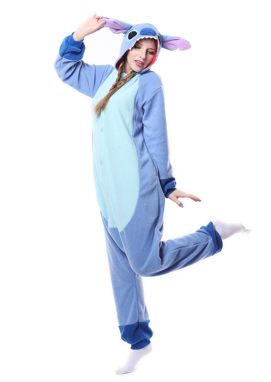 RANSUU Stitch Onesie Costume Relaxo Jumpsuit Adult Pajamas Women Men Animal Onesie Christmas Carnival Halloween Blue S