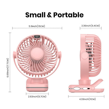 TOPK 5000mAh Clip Fan, Rechargeable Ultra Quiet Clamp Fan with 720° Rotation, Personal Portable Desk Fan for Office Home Lounge Outdoor