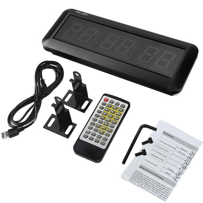 Fitness Timer 1.5 inch digital display interval timer multifunctional workout gym timer wall clock with IR remote control for Crossfit, Tabata, EMOM, MMA.
