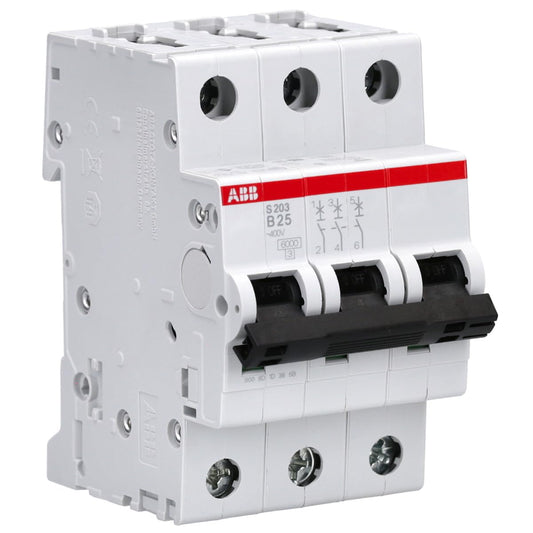 ABB S203-B25 MCB circuit breaker type B, 3P 25A 400V 6 kA System Pro M Compact 2CDS253001R0255