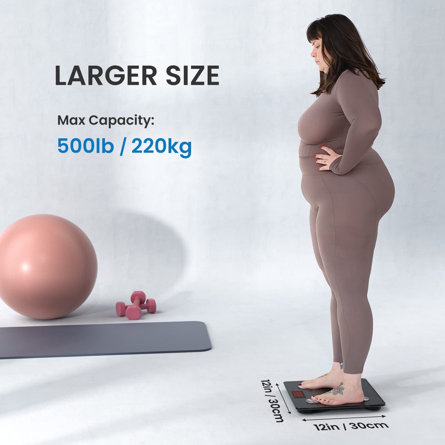 RENPHO Body Fat Scale 220lb, Digital Bathroom Scale, Smart Bluetooth Body Weight Scale, Body Composition Health Analyzer with App, 11.8in, Elise 1