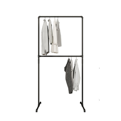 pamo clothes rack freestanding 60 kg load capacity - open wardrobe industrial black made of metal water pipes