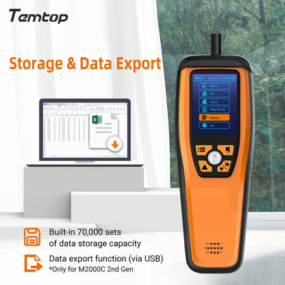 Temtop CO2 meter, carbon dioxide meter, air quality meter for CO2 particles PM2.5 PM10, home air quality monitor, M2000C 2nd