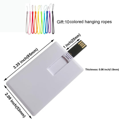 Fenglangrong 10 Piece USB Flash Drive, white 1GB credit card-shaped flash drive memory stick U disk thumb gift USB stick flat