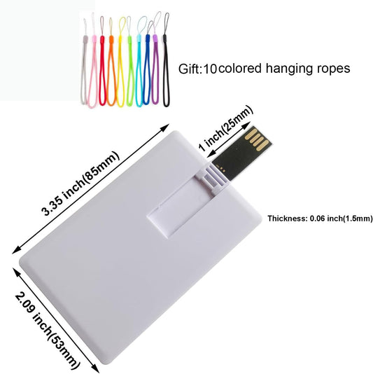 Fenglangrong 10 Piece USB Flash Drive, white 1GB credit card-shaped flash drive memory stick U disk thumb gift USB stick flat