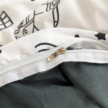 Koudi bedding for children 100x135 Space kids bedding boys White Black Rocket Stars Planets Astronaut Universe Pattern Duvet cover Zipper with pillowcase 40x60cm