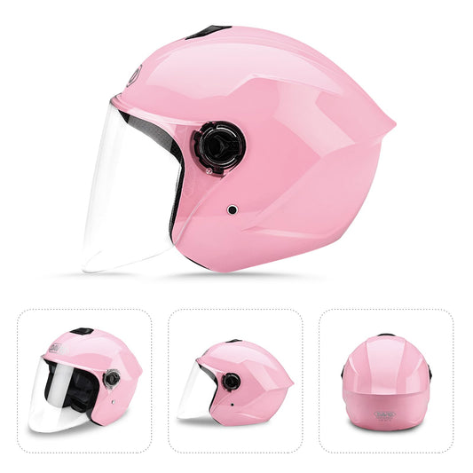 LIONCIANO Motorcycle Helmet With Goggles, Jet Helmet Scooter Helmet Moped Chopper Vintage, Passed the Traffic Safety Test to Effectively Protect Head Safety(Pink)