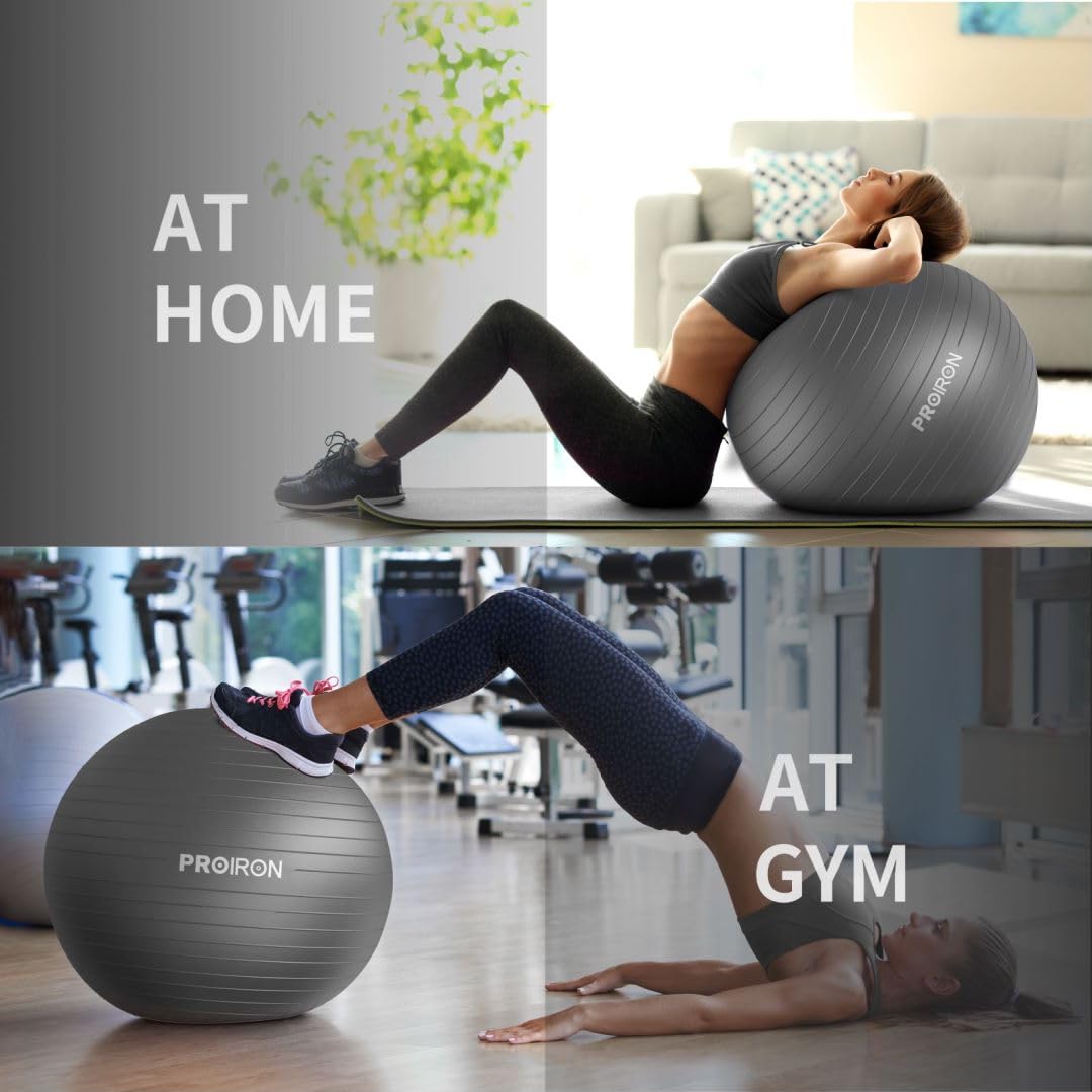 PROIRON Gym Ball Pezziball Exercise Ball Training Ball Fitness Ball & Balance for Core Training with Pump Anti Burst Pilates Ball Durable for Adults Office Pezziballs Gym Balls