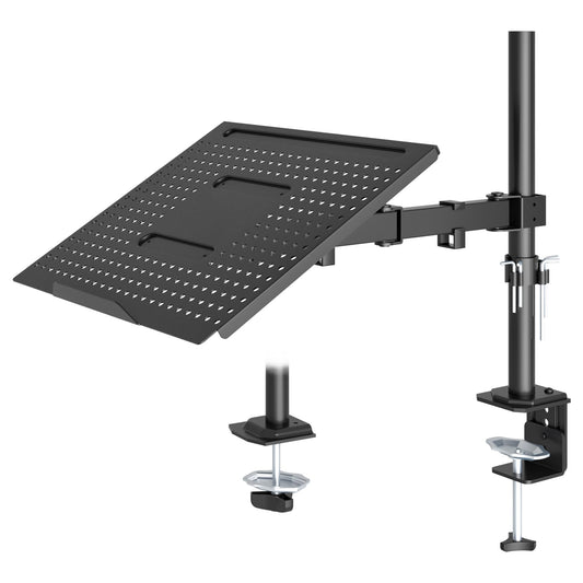 Redbat monitor arm with ventilated laptop tray, fully adjustable for 13 to 32 inch LCD LED screen & up to 16 inch notebook, 2 mounting options, tilt, swivel & rotate