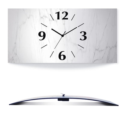 ARTLAND wall decoration wall clock without ticking noises Aluminum radio clock analog radio clock 60x30 cm White marble stone look U1RF