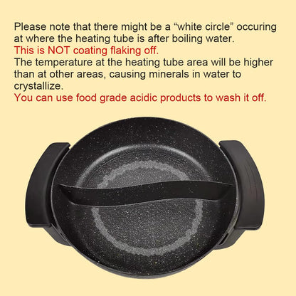 Food Party Electric Hot Pot 6L Electric Cooker 220V 1200W Double-Sided Electric Wok with Lid Chinese Hot Pot Fondue
