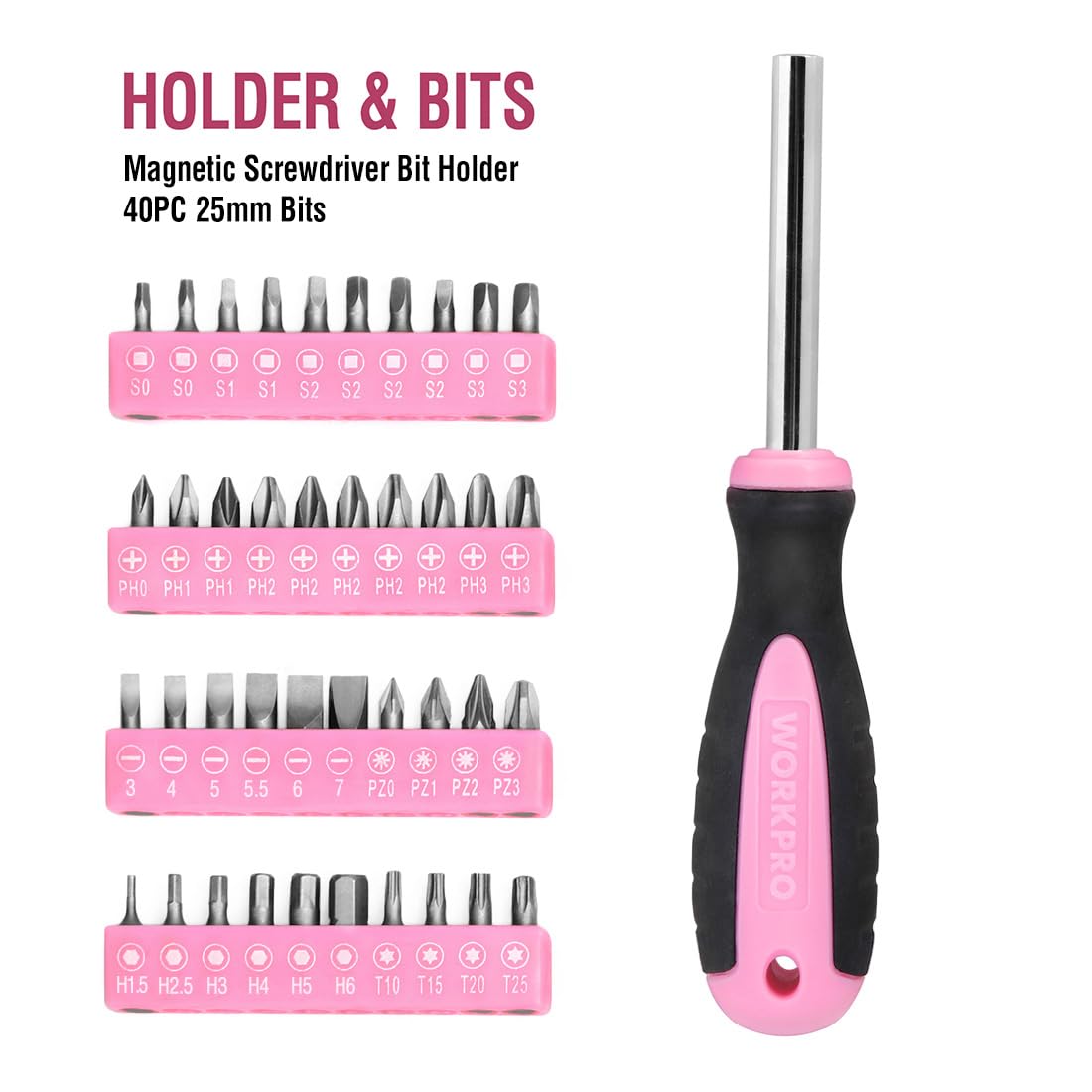 WORKPRO Pink Tool Set Pink 103 piece Household Tool Kit Repair with Bag, Ideal Gift for DIY Enthusiasts