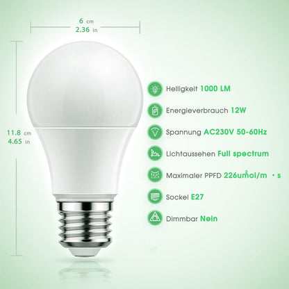 Briignite The light bulb is shining. A plant lamp Plant lamp Full spectrum growth lamp E27 base 12W growth lamp, growth light for indoor plants
