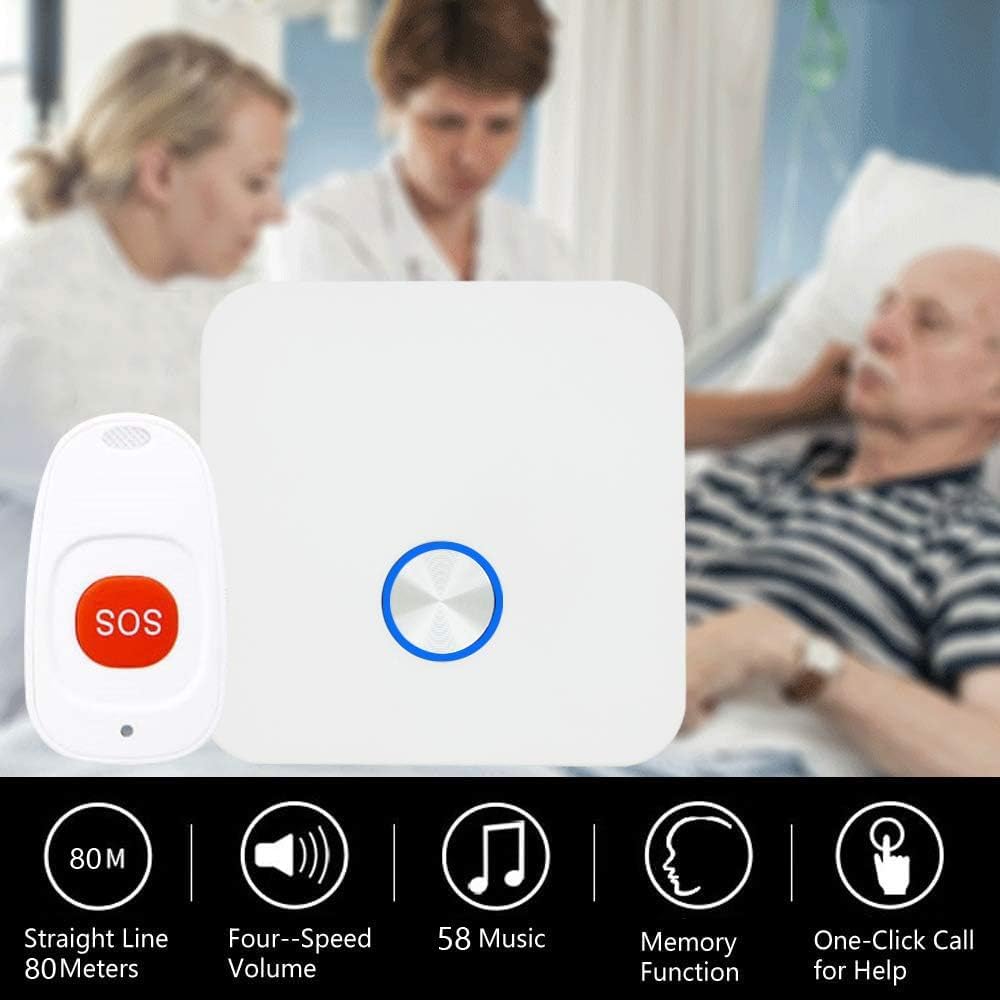 ALEENFOON Home Wireless Mobile Alarm Emergency Call Button Home Alert Panic Alarm Rechargeable Wireless Alarm for Elderly Children Disabled Pregnant (1 to 2)