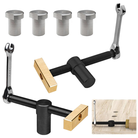 2 pieces workbench vice accessory clamp, 4 pieces positioning clamping elements vice, workbench hold-down 20mm hole for woodworking, desk clip, quick fixed clamp (black)