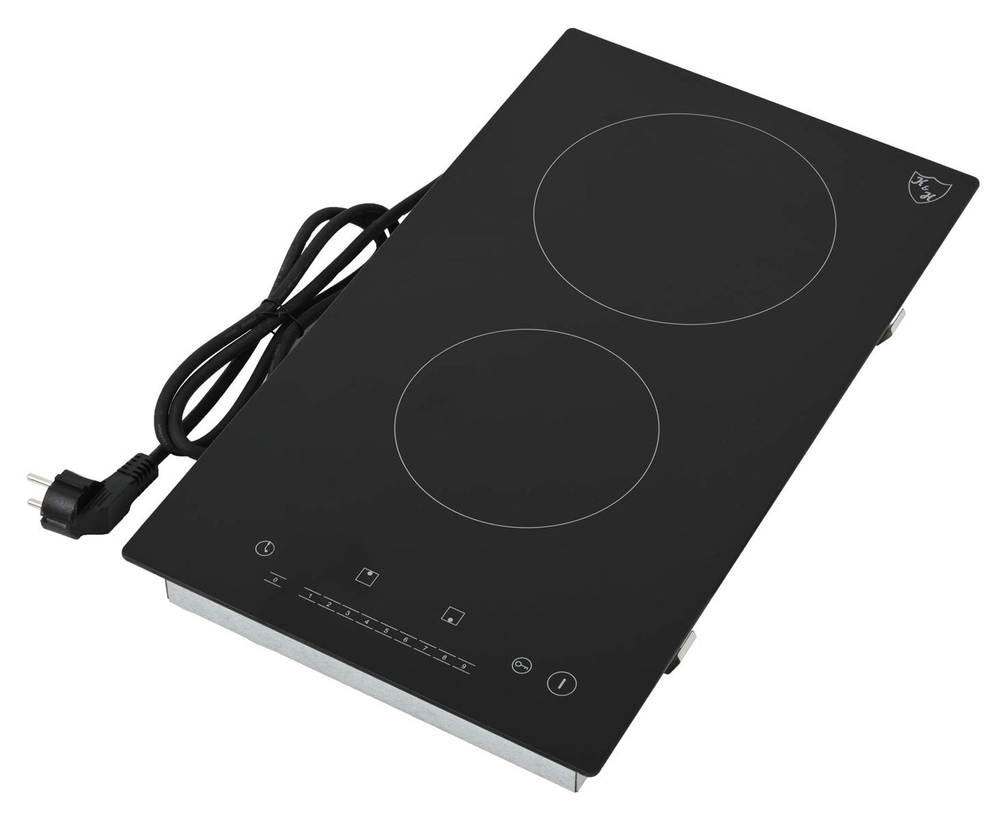 K&H Domino Glass Ceramic Cooktop VC-3002 [2 ZONES] - Hob 2 cooking fields Double - Cooktop 2 plates Independent - Double hotplate Built-in & freestanding - 30CM 3000 Watt - 9 power levels