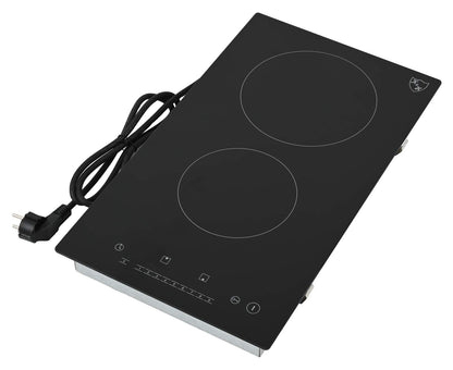 K&H Domino Glass Ceramic Cooktop VC-3002 [2 ZONES] - Hob 2 cooking fields Double - Cooktop 2 plates Independent - Double hotplate Built-in & freestanding - 30CM 3000 Watt - 9 power levels