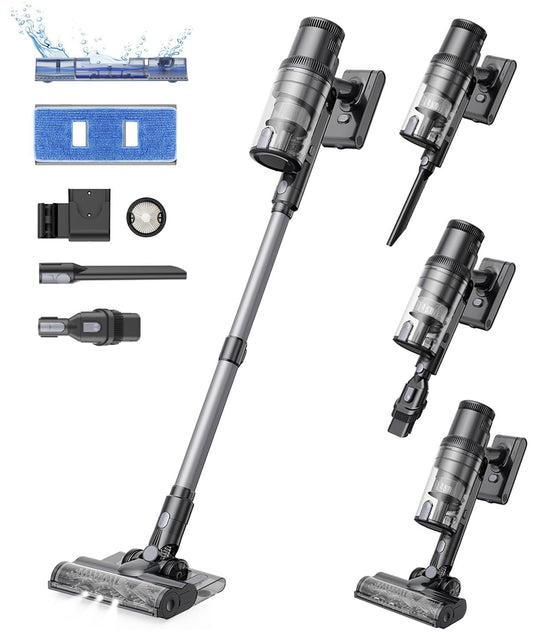 Proscenic P11 Cordless Vacuum Cleaner with Mopping Function, 45KPA-550W-60Min Battery Vacuum Cleaner, Vacuuming and Mopping, Anti-Tangle for Carpet, Hard Floors, Curtains, Pet Hair