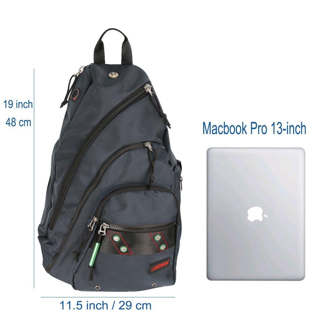 Larswon laptop sling backpack, shoulder bag 12 13 14 inch laptop tablet messenger backpack shoulder bag travel blue.