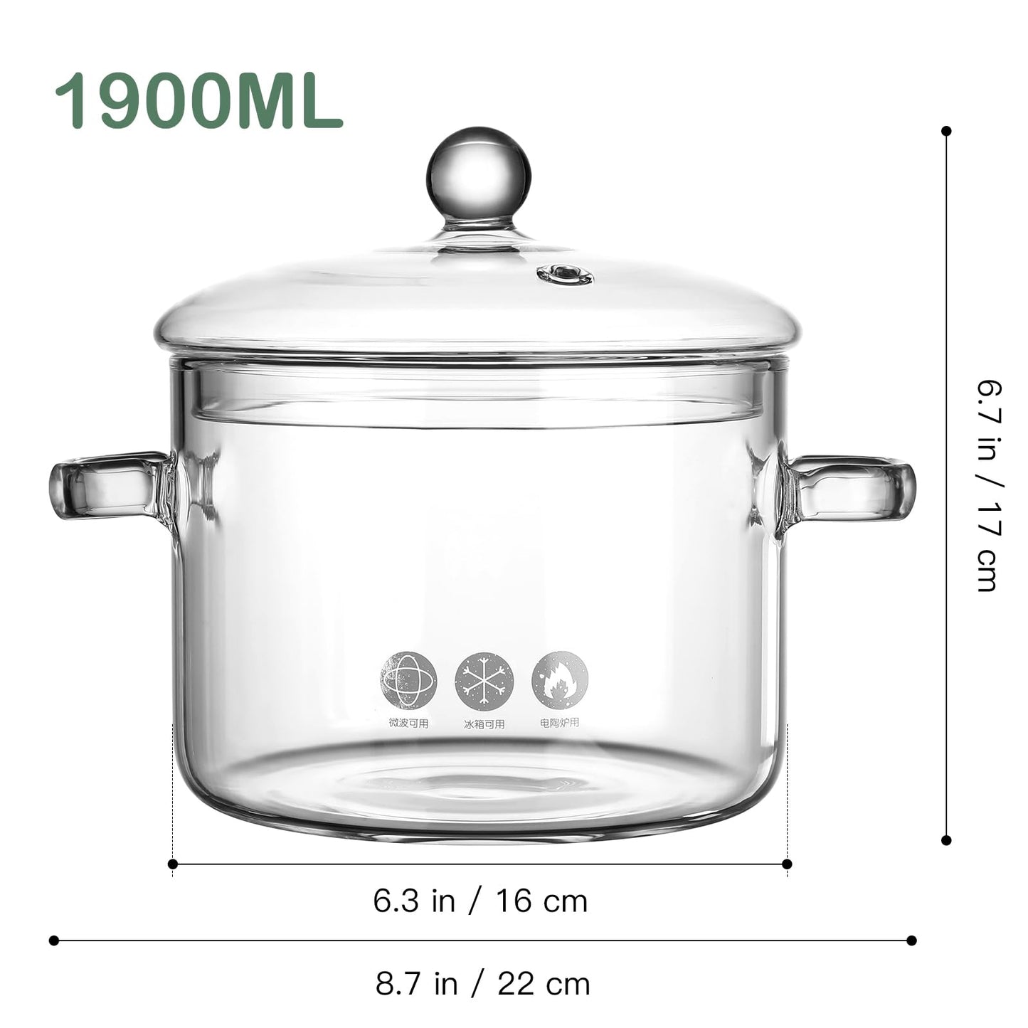 Glass pot cooking pots made of glass pot cookware made of heat-resistant glass pan pot milk warmer pasta high borosilicate glass with high borosilicate content baby instant noodle pot