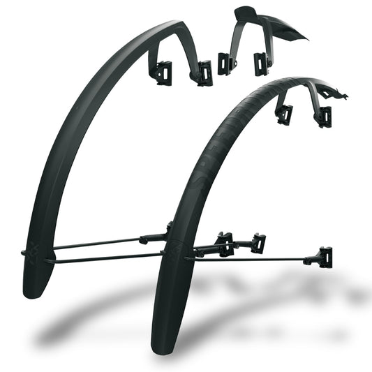 SKS GERMANY SPEEDROCKER SET Mudguard set with struts: Bike accessory (wheel protection for gravel bikes, cyclocross bikes & road bikes; double spoiler function; extendable extension profile)