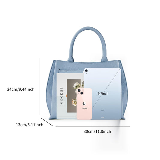 VICTORIA HYDE Women's Handbags Large PU Leather Shopper Ladies Handbag Black Elegant Shoulder Bag Women's Tote Bag for Office Work School (Blue)