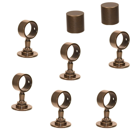 2 end caps and 6 rope holders "bronzed" for 30mm handrail rope.
