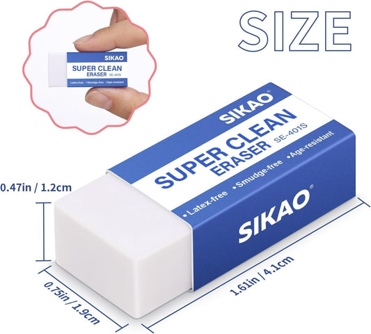 Erasers Sikao 120 Pieces Pencil Eraser Kids, White Bulk Erasers, Art Eraser Soft for Drawing Sketching, Erasers for Artists, Office School Essentials, Eraser