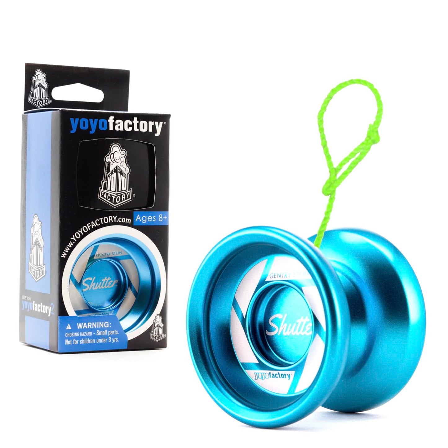 YoYo Factory Shutter Yoyo - Unresponsive professional yoyo made of full metal - Bearing equipped yoyo - Used by world champion Gentry Stein - Toy for kids and adults - Blue.