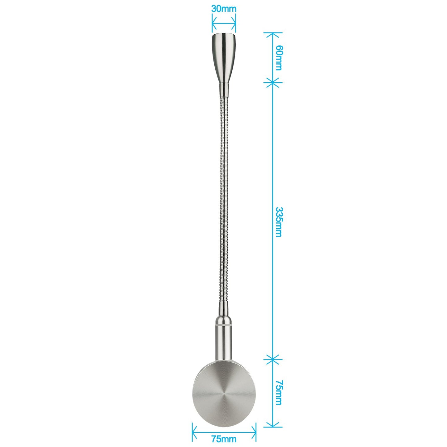 Meanyee touch switch stepless dimmable flexible gooseneck reading lamp wall mounted wall lamp bedside lamp eye care with dim blue LED display